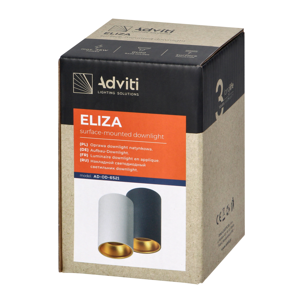 ELIZA, surface-mounted downlight, GU10, IP20, aluminium, white-gold