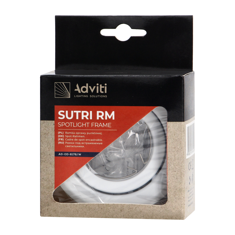 SUTRI RM decorative frame for spotlight, MR16/GU10 max 7W, round, adjustable light beam, white