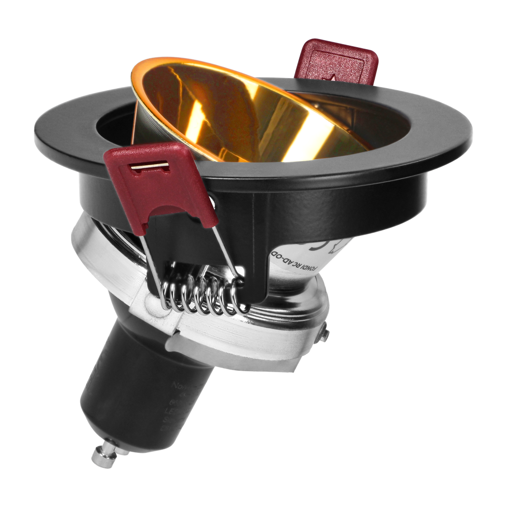 FONDI RC ramka dekoracyjna oprawy punktowej, MR16/GU10 max. 50W, okrągła, stała, aluminiowa, czarno-złota