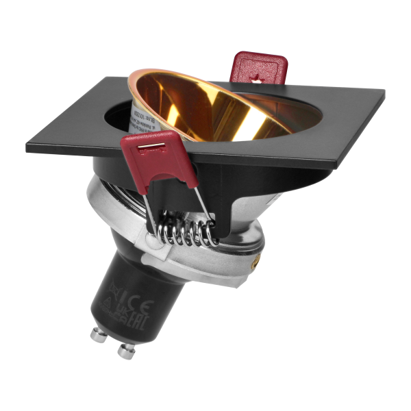 FONDI SC ramka dekoracyjna oprawy punktowej, MR16/GU10 max. 50W, kwadrat, stała, aluminiowa, czarno-złota