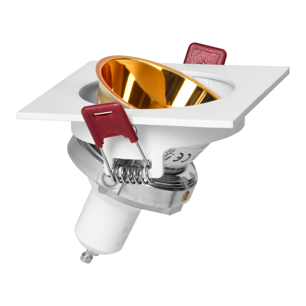 FONDI SC ramka dekoracyjna oprawy punktowej, MR16/GU10 max. 50W, kwadrat, stała, aluminiowa, biało-złota