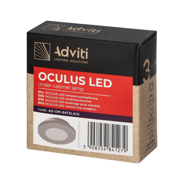 OCULUS lampka podszafkowa LED 2W, 90lm, 4000K, szara