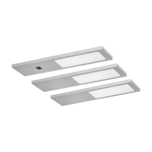 PLANA LED under-cabinet lamp set, 3x4W, 3x240lm, 4000K, with touchless switch, grey PLANA LED under-cabinet lamp set, 3x4W, 3x240lm, 4000K, with touchless switch, grey