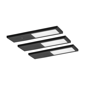 PLANA LED under-cabinet lamp set, 3x4W, 3x240lm, 4000K, with touchless switch, black