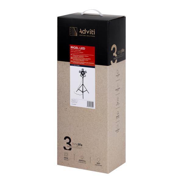 RIGEL LED Set: Folding 5-wing work light 55W with tripod and adapter