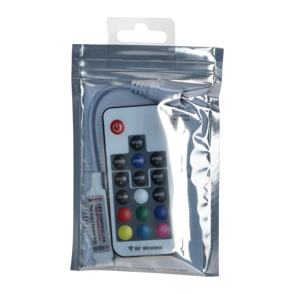 Bezprzewodowy sterownik do taśm LED RGB z pilotem, 17 przycisków, 12V, 6A, 72W