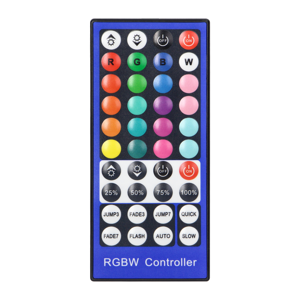 Bezprzewodowy sterownik do taśm LED RGBW z pilotem, 40 przycisków, 12V, 8A, 96W