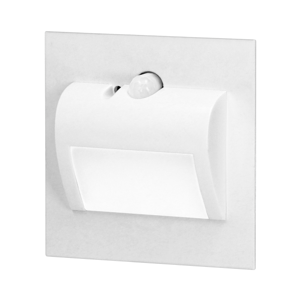 DRACO LED NEW 1,5W, oprawa schodowa podtynkowa, 12VDC, 30lm, 3000K, biała, czujnik ruchu i zmierzchu