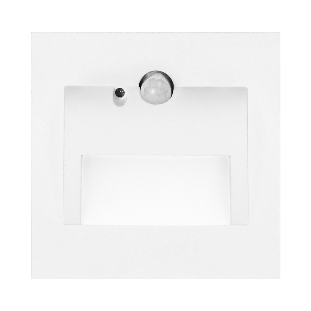 DRACO LED NEW 1.5W flush-mounted staircase luminaire, 12VDC, 30lm, 3000K, white, motion and twilight sensor
