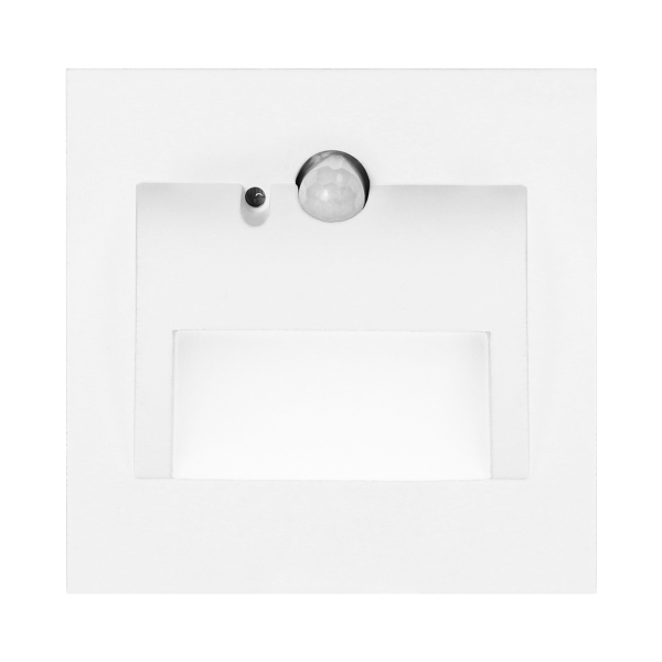 DRACO LED NEW 1.5W flush-mounted staircase luminaire, 12VDC, 30lm, 3000K, white, motion and twilight sensor