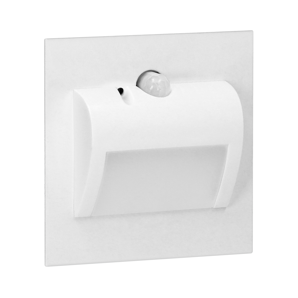 DRACO LED NEW 1.5W flush-mounted staircase luminaire, 12VDC, 30lm, 3000K, white, motion and twilight sensor