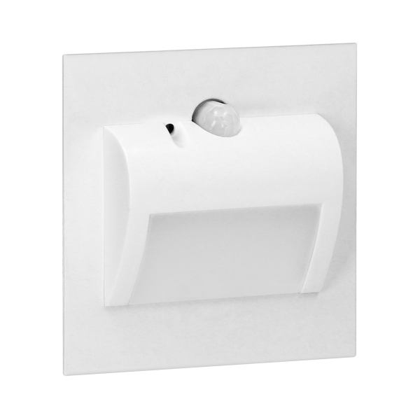 DRACO LED NEW 1.5W flush-mounted staircase luminaire, 12VDC, 30lm, 3000K, white, motion and twilight sensor