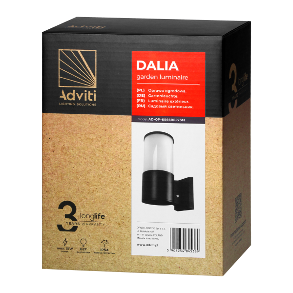 DALIA garden luminaire, E27, max. 15W, IP54, black DALIA garden luminaire, E27, max. 15W, IP54, black