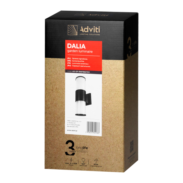 DALIA garden luminaire, 2xE27, max. 2x15W, IP54, black DALIA garden luminaire, 2xE27, max. 2x15W, IP54, black