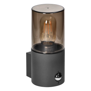 SALVIA garden luminaire with motion sensor, E27, max. 15W, IP54, grey