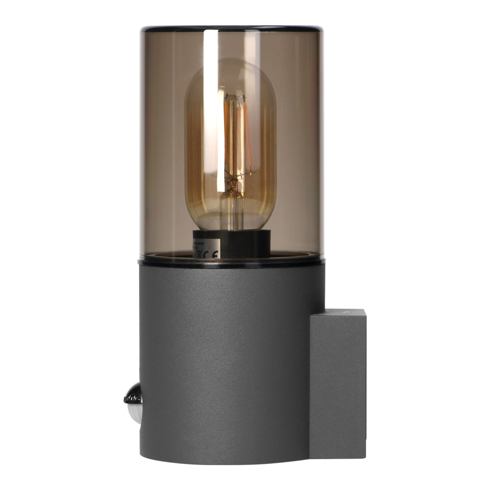 SALVIA garden luminaire with motion sensor, E27, max. 15W, IP54, grey