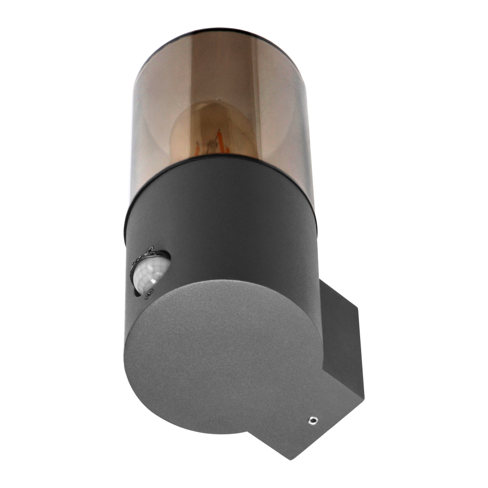 SALVIA garden luminaire with motion sensor, E27, max. 15W, IP54, grey