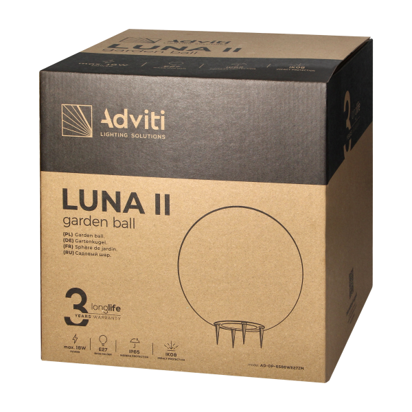 LUNA II garden ball, E27, max. 18W, IP65, white, ⌀280 LUNA II garden ball, E27, max. 18W, IP65, white, ⌀280