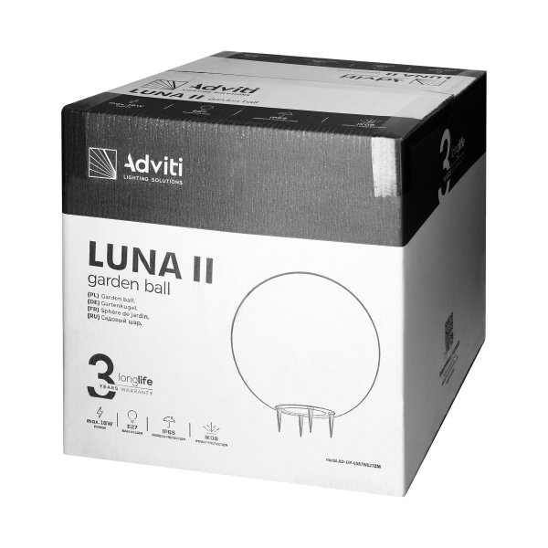 LUNA II garden ball, E27, max. 18W, IP65, white, ⌀380