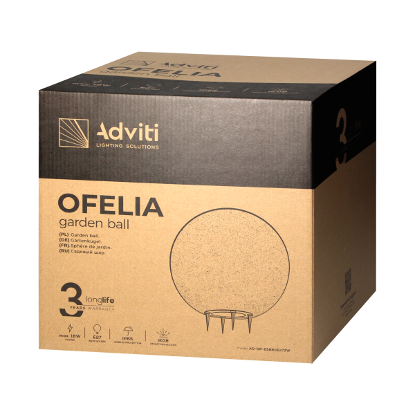 OFELIA oprawa ogrodowa kula, E27, max. 18W, IP65, kamień, ⌀280 OFELIA oprawa ogrodowa kula, E27, max. 18W, IP65, kamień, ⌀280