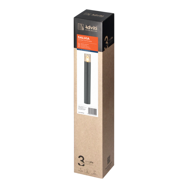 SALVIA Bollard garden luminaire, E27, max. 15W, IP54, 50cm, grey SALVIA Bollard garden luminaire, E27, max. 15W, IP54, 50cm, grey