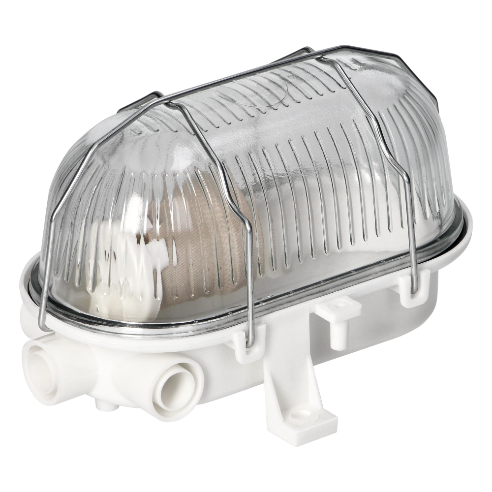 BODRUM Bulkhead fixture, E27, max. 15W, IP54, glass lampshade, steel cover, white