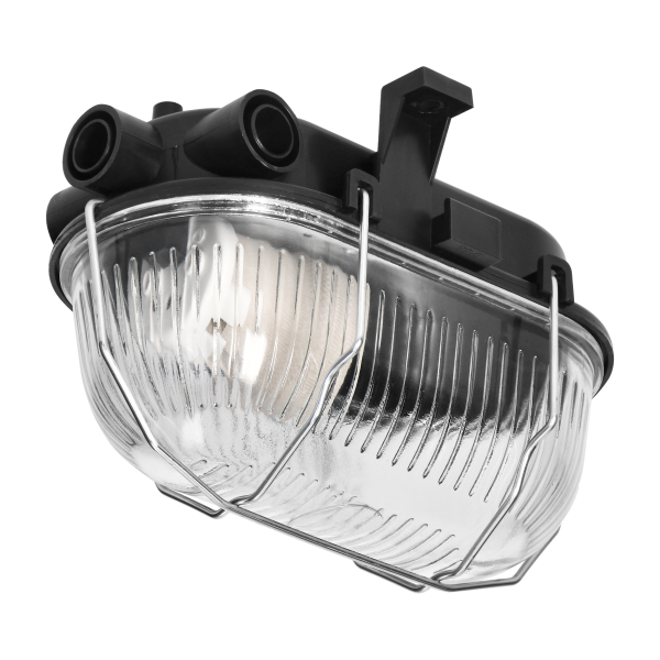 BODRUM Bulkhead fixture,E27, max. 15W, IP54, glass lampshade, steel cover, black
