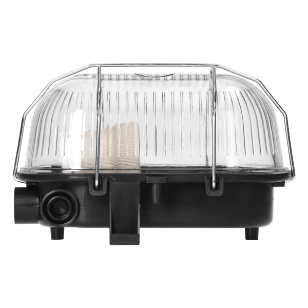 BODRUM Bulkhead fixture,E27, max. 15W, IP54, glass lampshade, steel cover, black