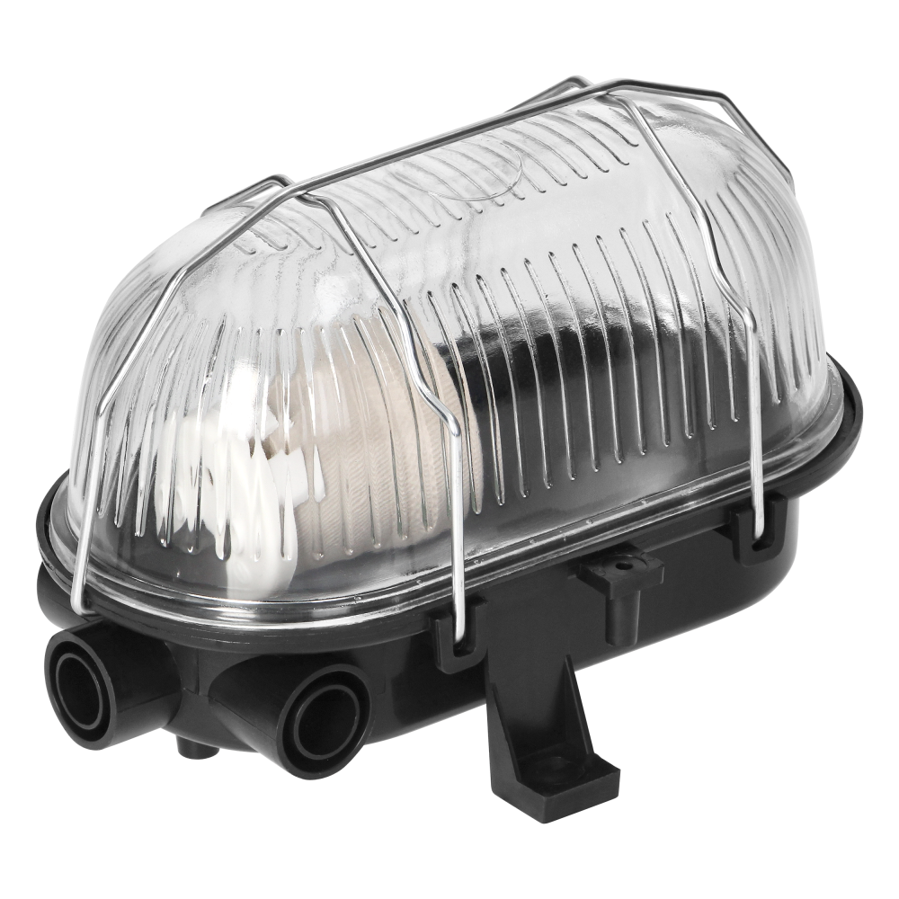 BODRUM Bulkhead fixture,E27, max. 15W, IP54, glass lampshade, steel cover, black