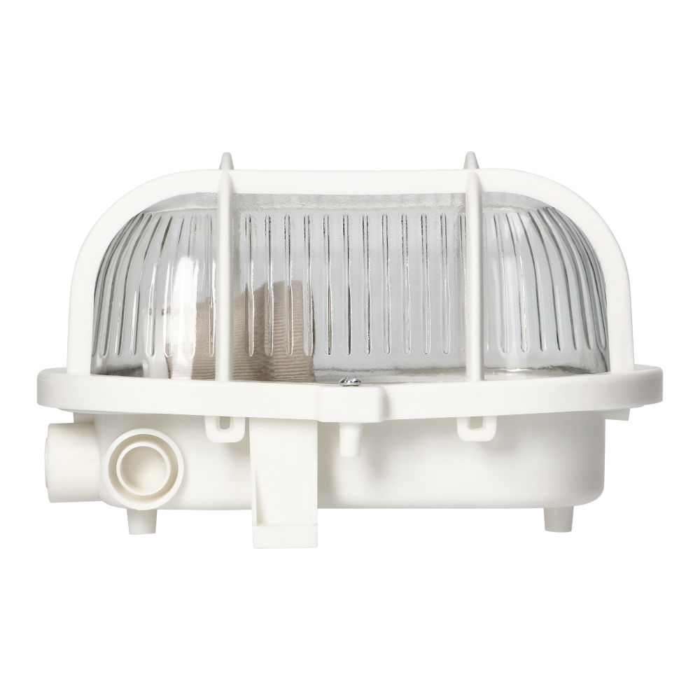 SOTOA Bulkhead fixture, E27, max. 15W, IP54, glass lampshade, plastic cover, white