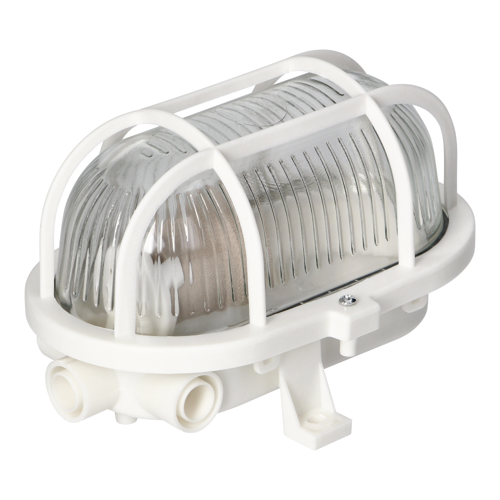 SOTOA Bulkhead fixture, E27, max. 15W, IP54, glass lampshade, plastic cover, white
