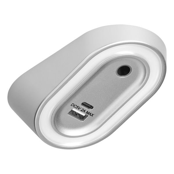 AGRA lampka podszafkowa LED 2,5W, 80lm, 4000K, z włącznikiem bezdotykowym i funkcją ładowania USB A+C, szara