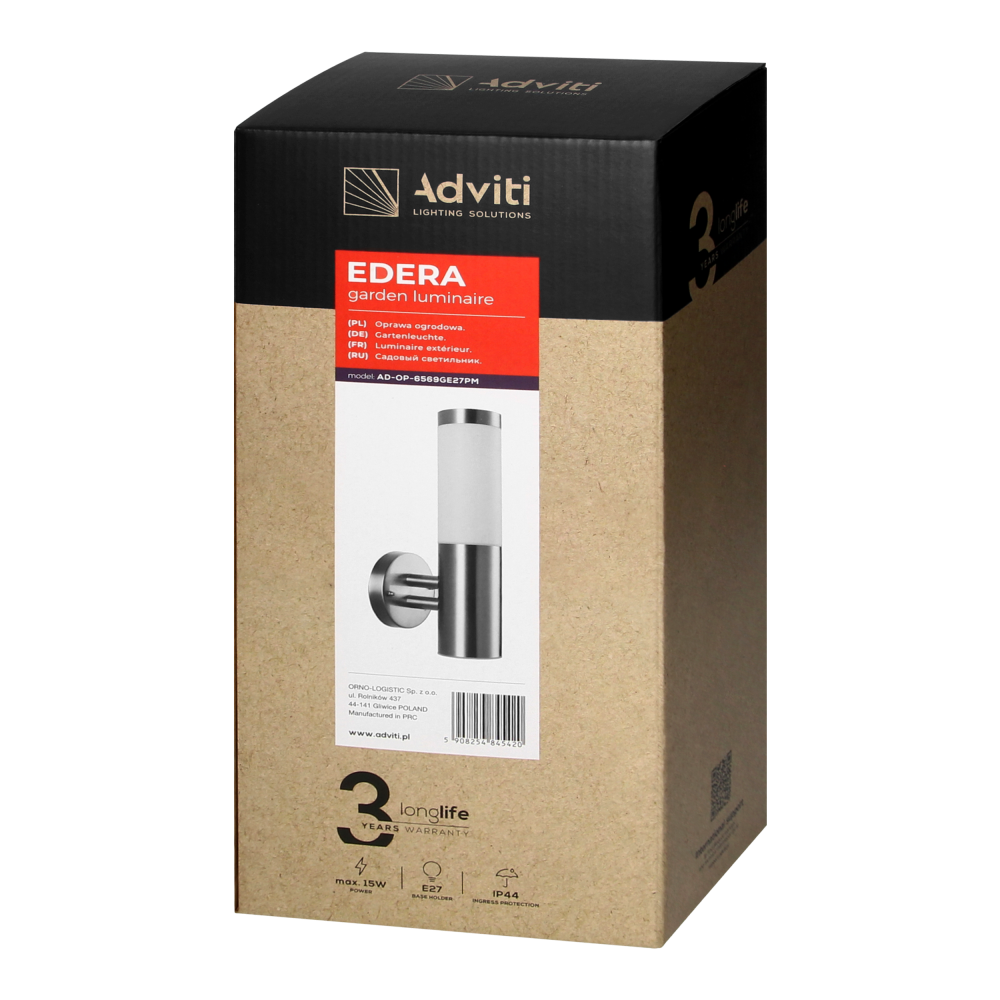 EDERA garden luminaire, E27, max. 15W, IP44, stainless steel