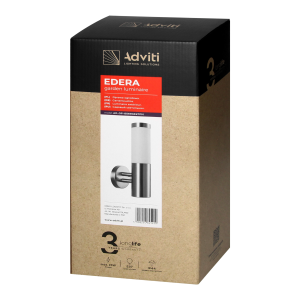 EDERA oprawa ogrodowa, E27, max. 15W, IP44, stal nierdzewna EDERA oprawa ogrodowa, E27, max. 15W, IP44, stal nierdzewna