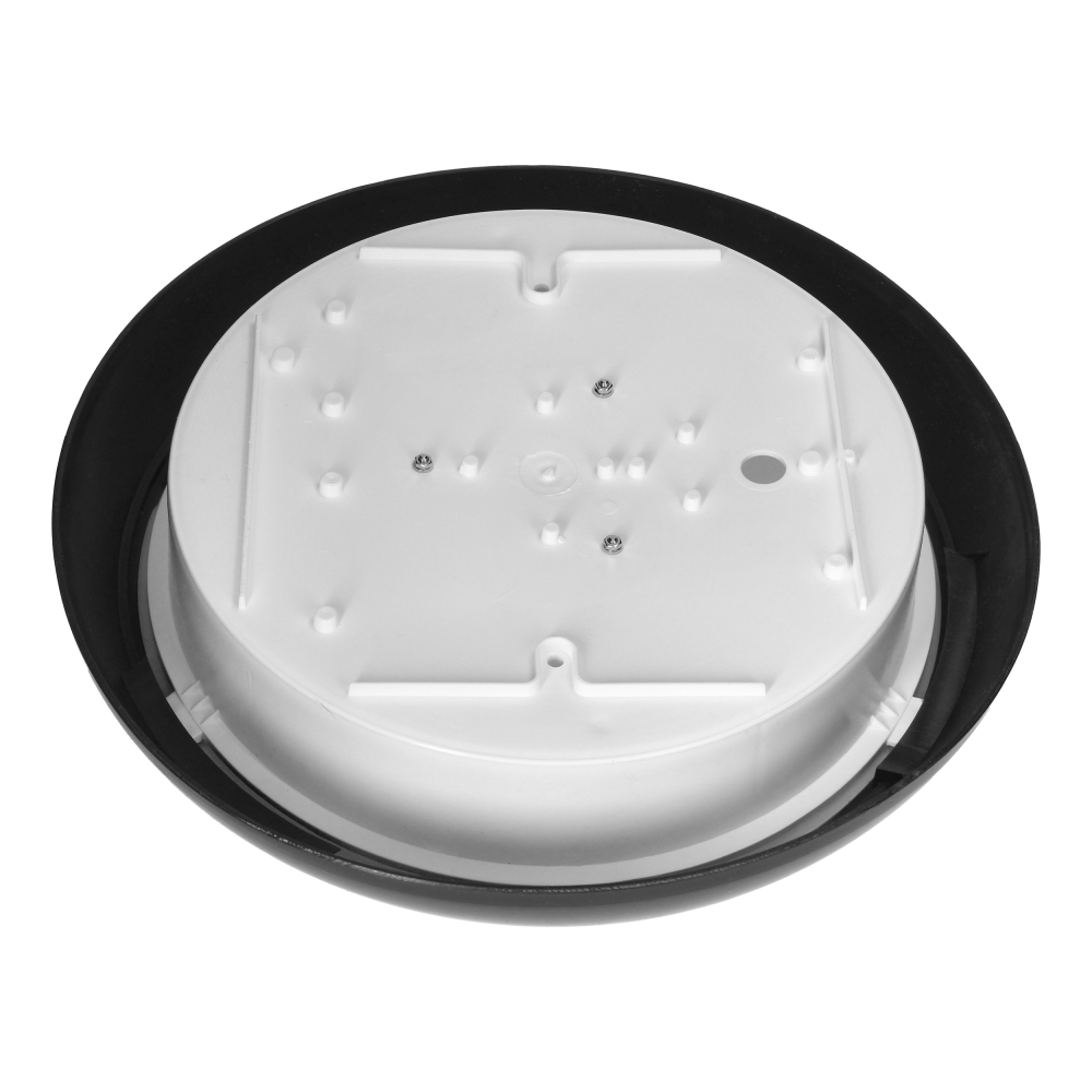 KOKO LED luminaire with PIR motion sensor, 12W, 3000K, 1100lm, black-polypropylene, matt PC diffuser, IP44, IK10
