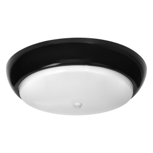 KOKO LED luminaire with PIR motion sensor, 18W, 4000K, 1800lm, black-polypropylene, matt PC diffuser, IP44, IK10