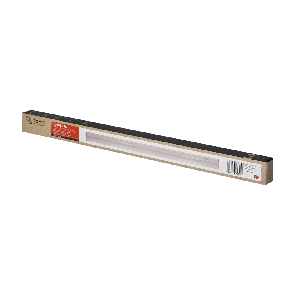 NOTUS LED 4W linear fixture with cable for installation under the cabinet, 630lm, 4000K, 2-pin plug, ON/OFF switch,