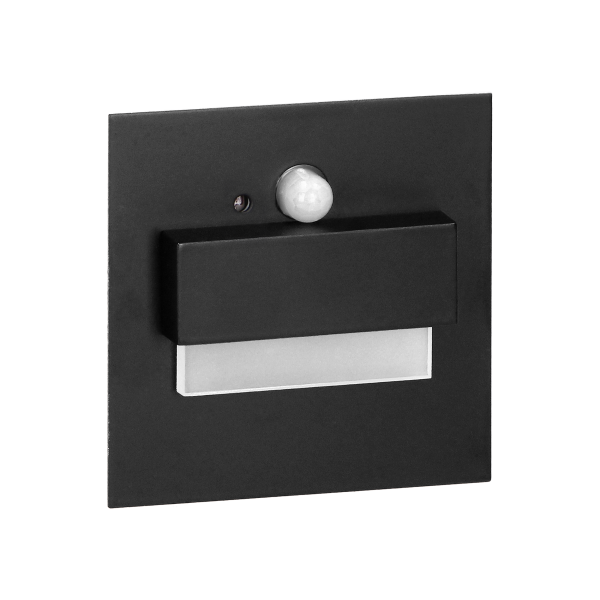 TRACO LED NEW 1,5W, recessed step light, 12VDC, 30lm, 3000K, black, motion and twilight sensors TRACO LED NEW 1,5W, recessed step light, 12VDC, 30lm, 3000K, black, motion and twilight sensors