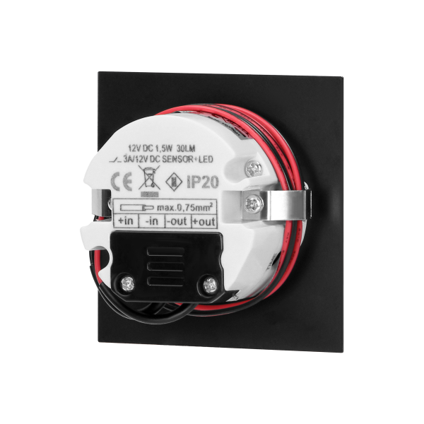 TRACO LED NEW 1,5W, recessed step light, 12VDC, 30lm, 3000K, black, motion and twilight sensors TRACO LED NEW 1,5W, recessed step light, 12VDC, 30lm, 3000K, black, motion and twilight sensors
