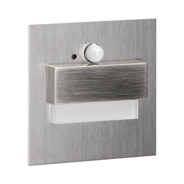 TRACO LED NEW 1,5W, recessed step light, 12VDC, 30lm, 3000K, satin, motion and twilight sensors TRACO LED NEW 1,5W, recessed step light, 12VDC, 30lm, 3000K, satin, motion and twilight sensors