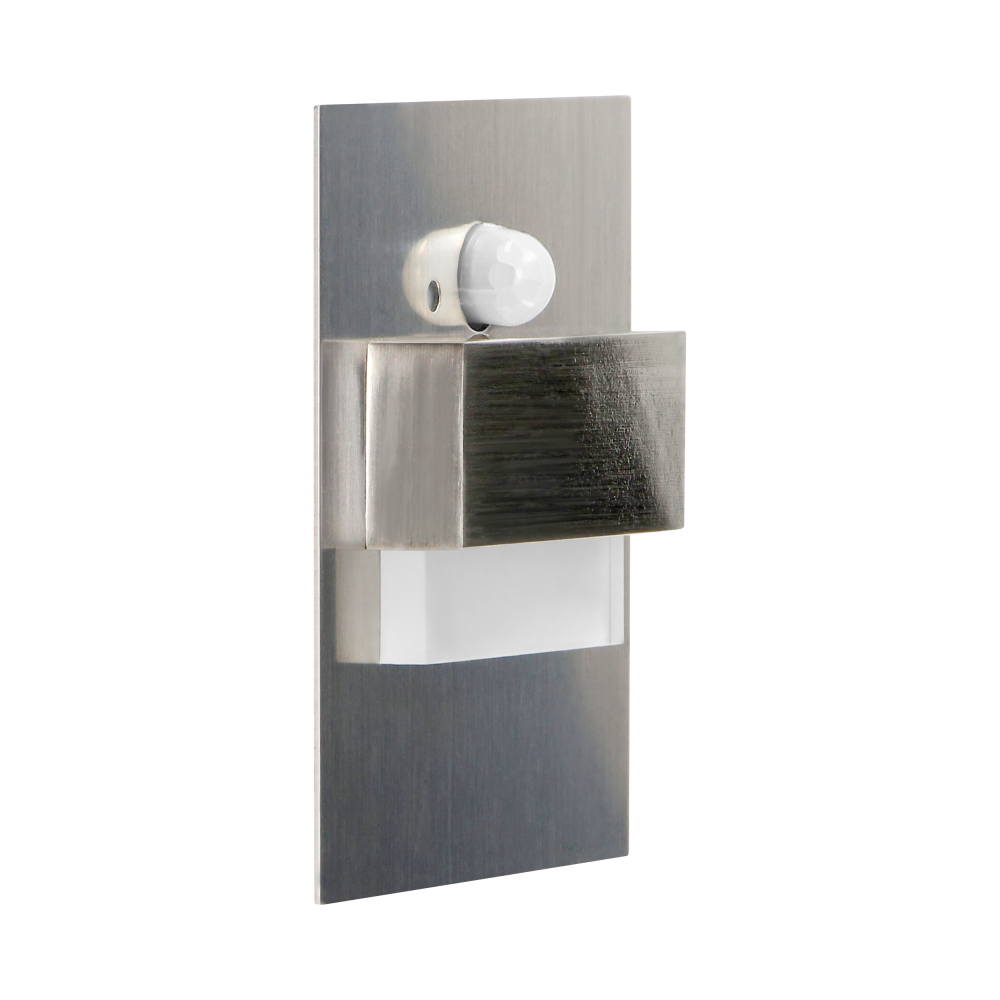 TRACO LED NEW 1,5W, recessed step light, 12VDC, 30lm, 3000K, satin, motion and twilight sensors