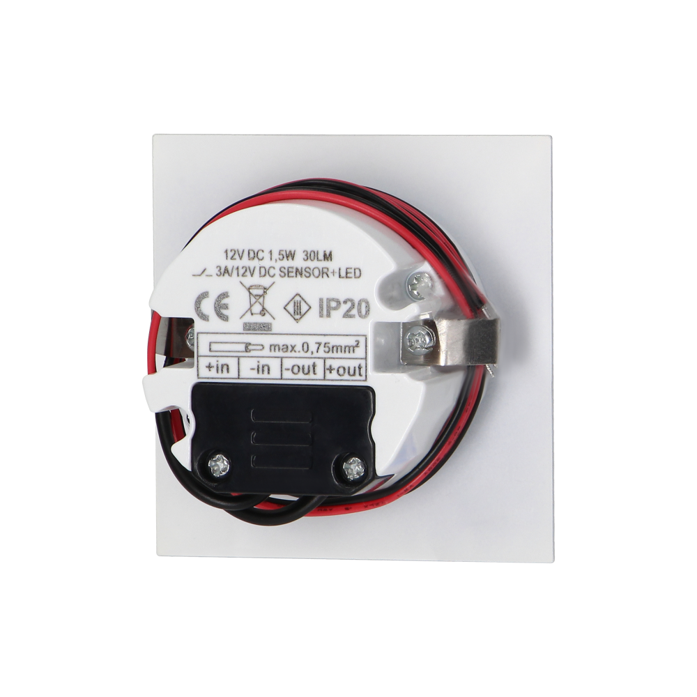 TRACO LED NEW 1,5W, recessed step light, 12VDC, 30lm, 3000K, white, motion and twilight sensors