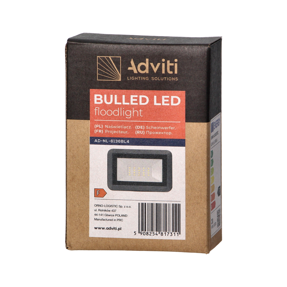BULLED 20W floodlight 1600lm, IP65, 4000K, aluminium + glass