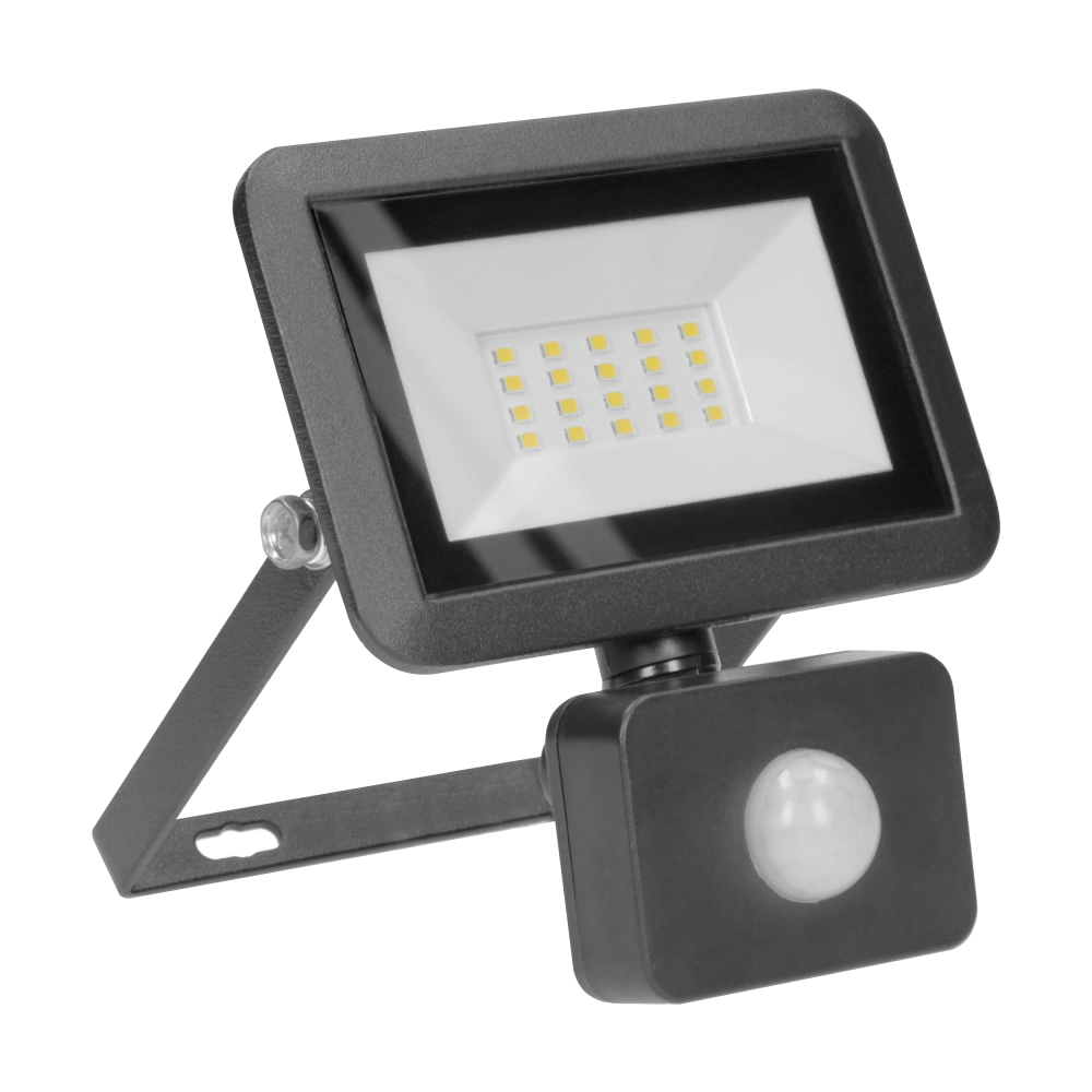 BULLED S 20W floodlight with PIR sensor 1600lm, IP44, 4000K, Alu+glass