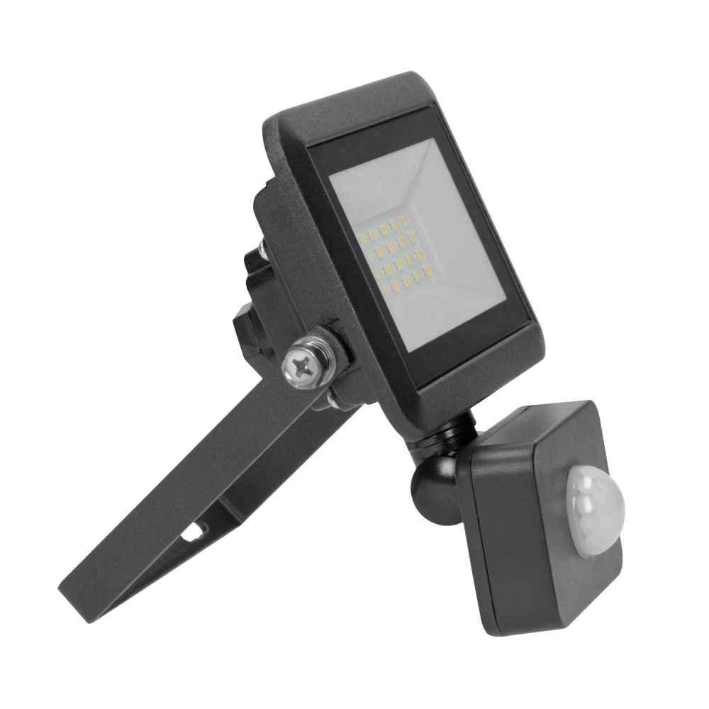 BULLED S 20W floodlight with PIR sensor 1600lm, IP44, 4000K, Alu+glass