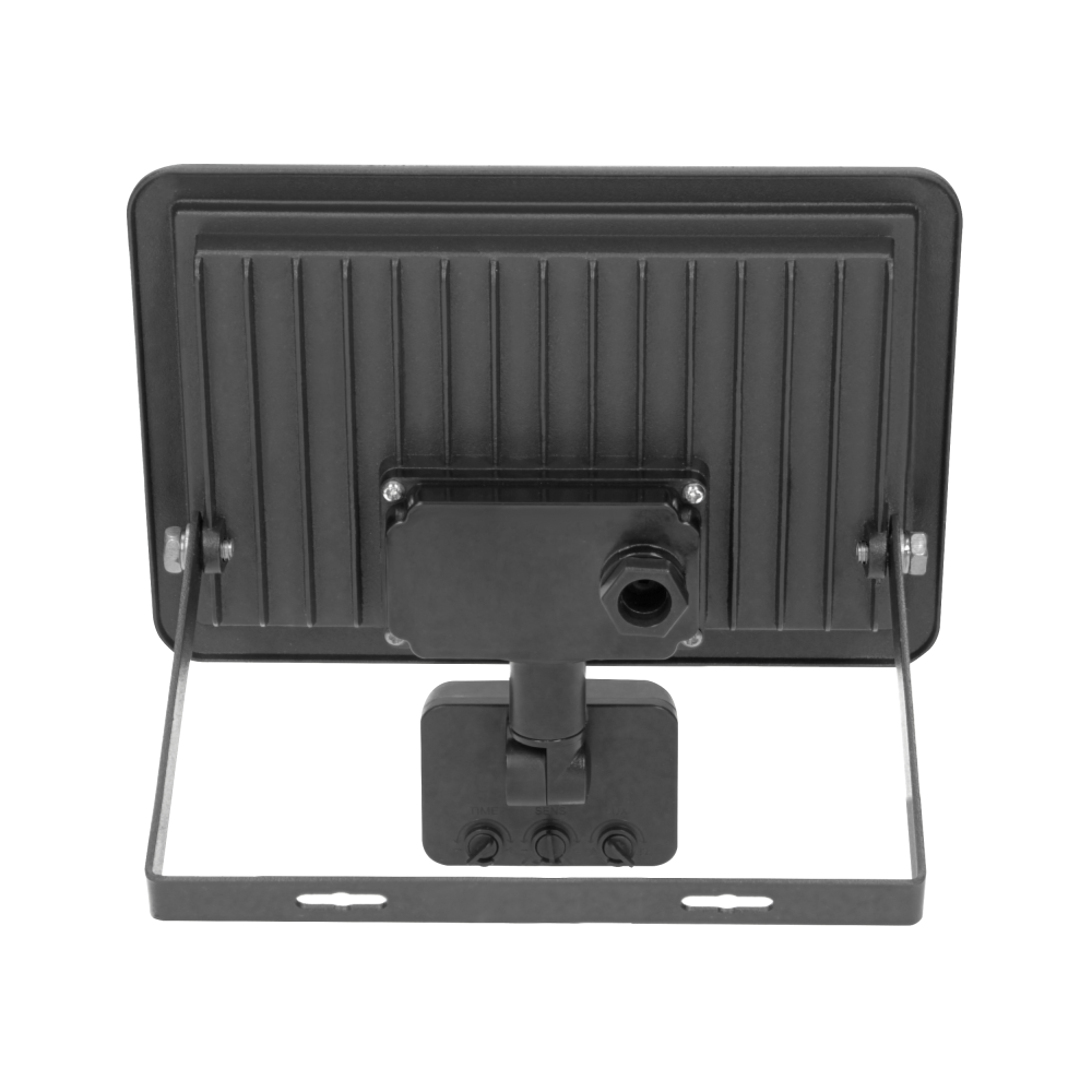 BULLED S 50W floodlight with PIR, 4000lm, IP44, 4000K, aluminium + glass