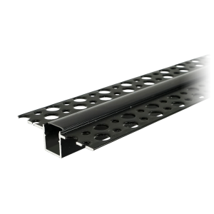 Aluminum profile for LED strips, 2 m, recessed into plasterboard, black, matte glass, set of 20