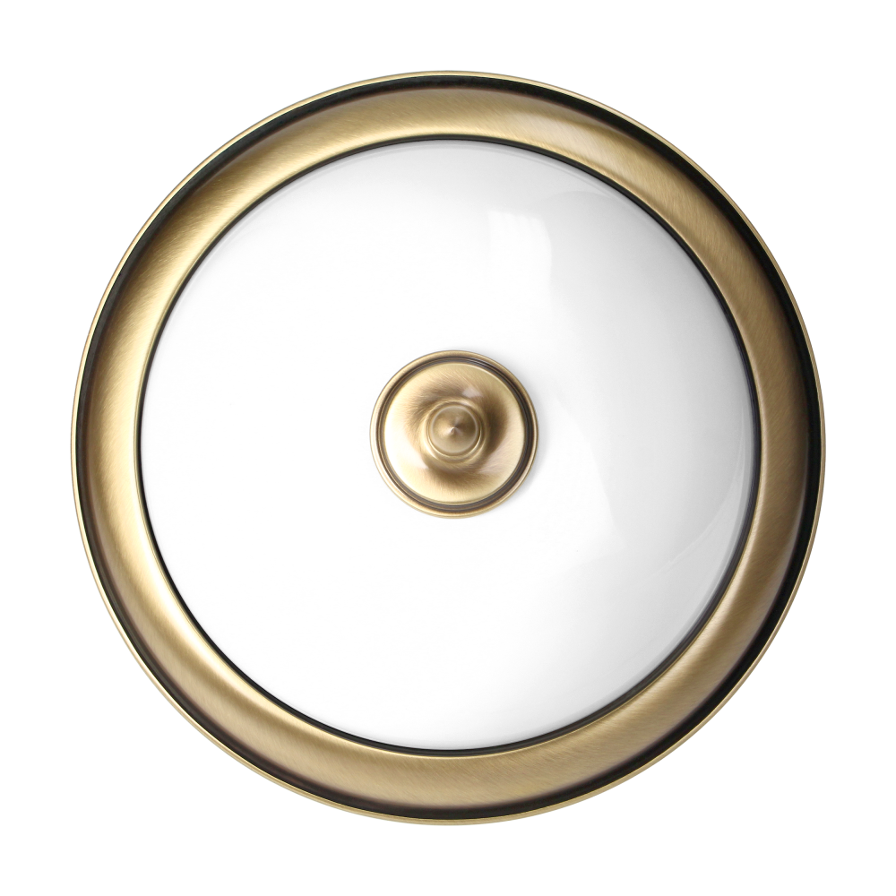 PONTUS ceiling light, 2xE14, 2x40W, metal, patinated brass, glass lampshade