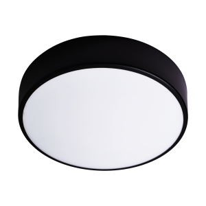 OVO ceiling light 3xE27, 3x24W, black steel, matt glass diffuser, IP20, Ø 400