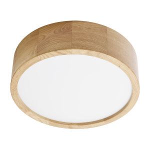 OVO ceiling light 2xE27, 2x24W, oak, matt glass diffuser, IP20, Ø 275